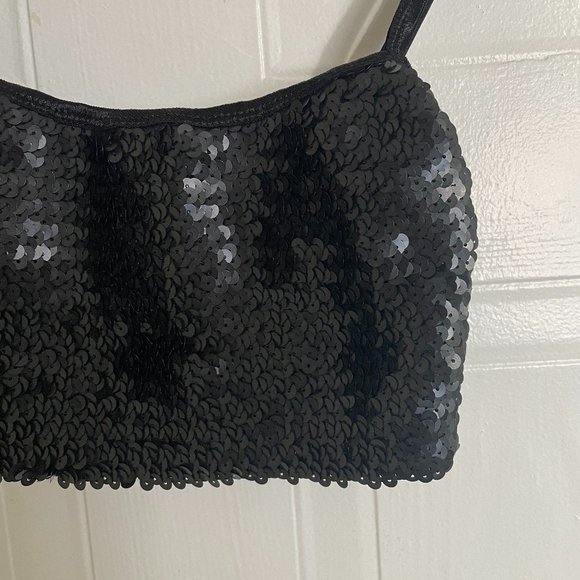Out From Under Black Sequin Crop Tank Top - Picture 2 of 5